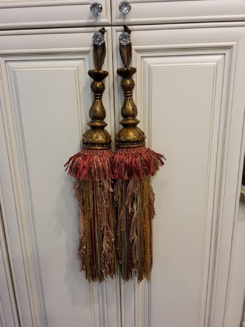 Decorative Tassels in Gold and Maroon - Set Of 2